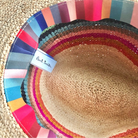 Paul Smith Swirl Rainbow Stripe Straw Hat NWOT - Picture 8 of 10
